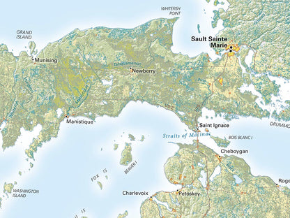 Land Cover of the Great Lakes Fine Art Print Map