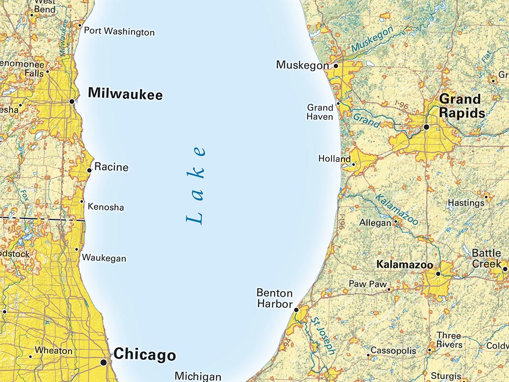 Land Cover of the Great Lakes Fine Art Print Map