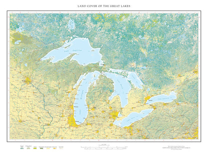 Land Cover of the Great Lakes Fine Art Print Map