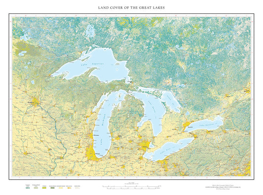 Land Cover of the Great Lakes Fine Art Print Map