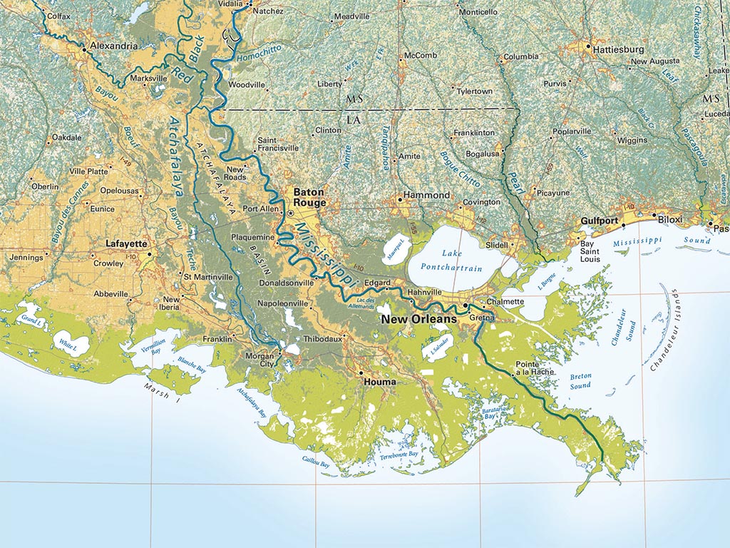 Land Cover of the Lower Mississippi Valley Fine Art Print Map
