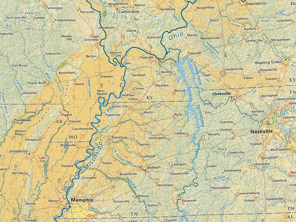 Land Cover of the Lower Mississippi Valley Fine Art Print Map