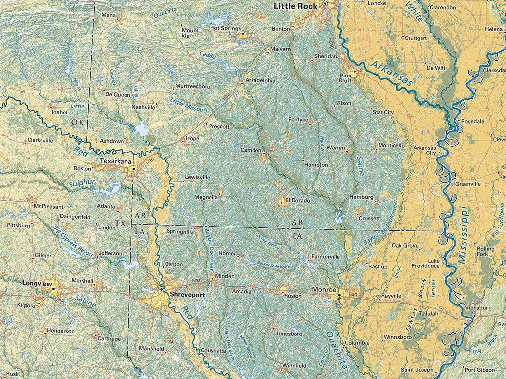 Land Cover of the Lower Mississippi Valley Fine Art Print Map