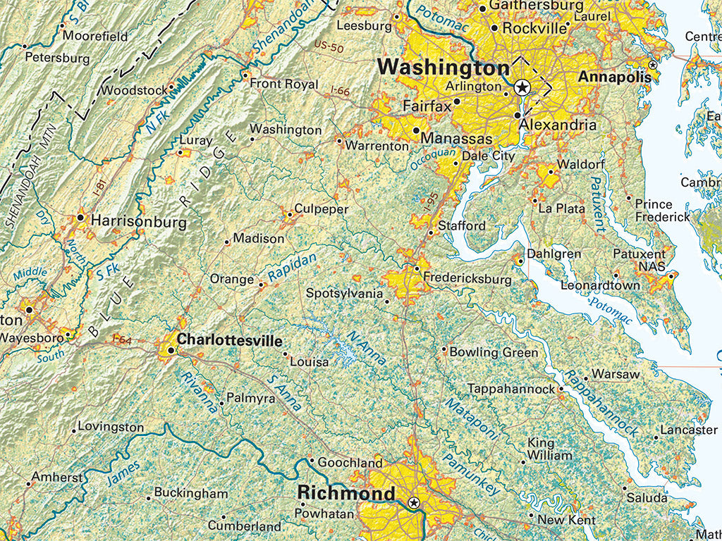 Land Cover of the Mid-Atlantic Coast Fine Art Print Map