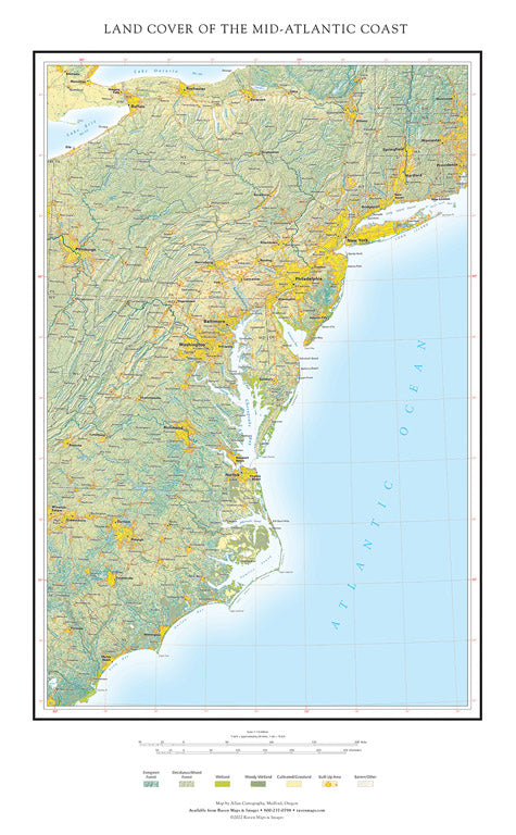 Land Cover of the Mid-Atlantic Coast Fine Art Print Map