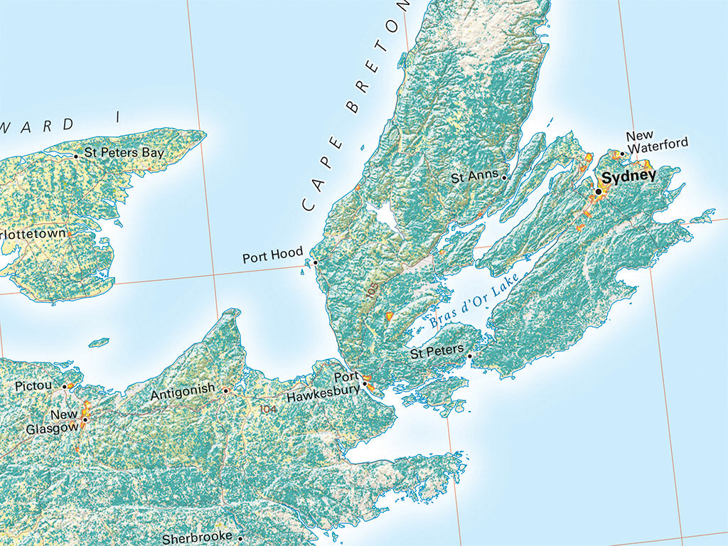 Land Cover of the North Atlantic Coast Fine Art Print Map