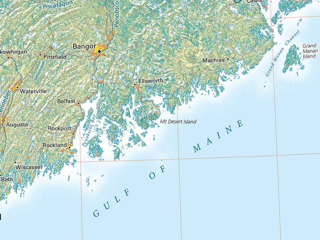 Land Cover of the North Atlantic Coast Fine Art Print Map
