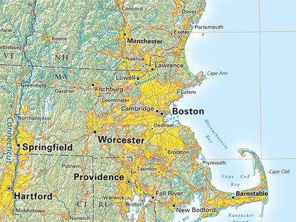 Land Cover of the North Atlantic Coast Fine Art Print Map