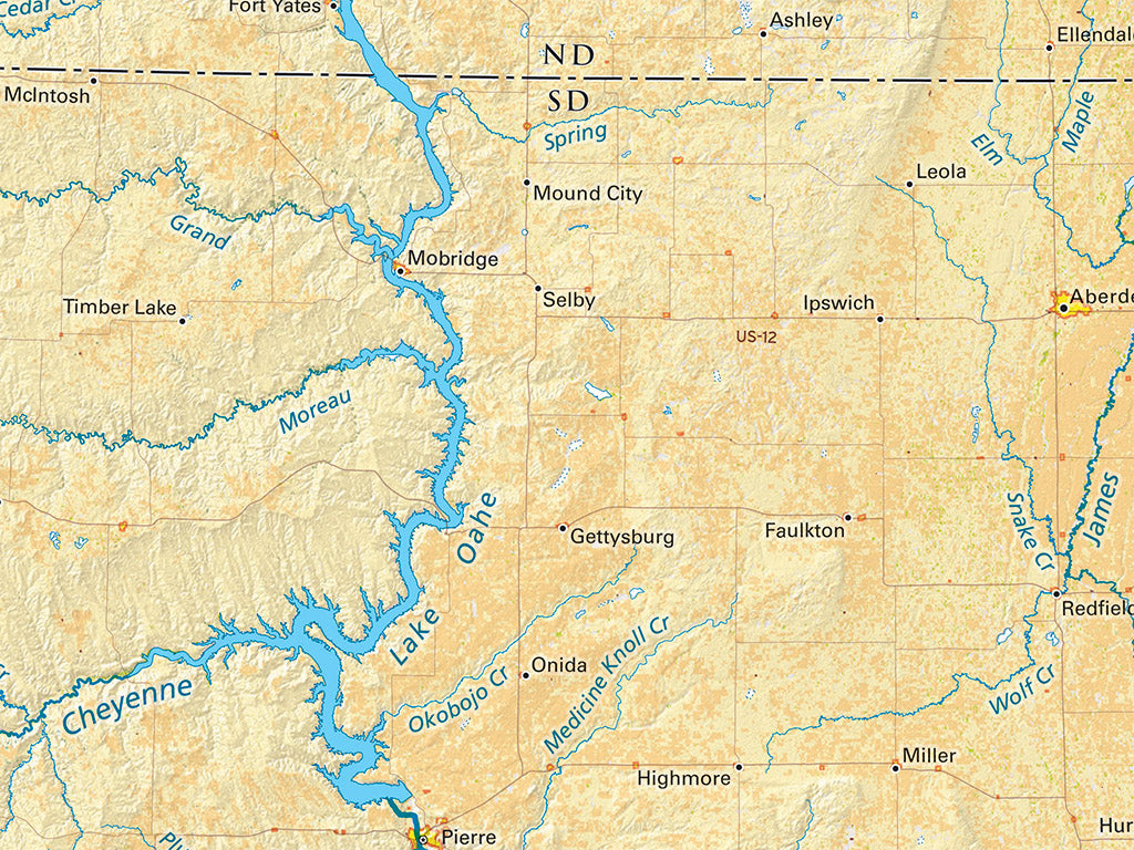 Landforms of the Northern Plains Fine Art Print Map