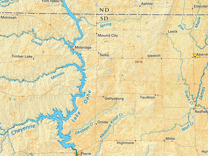 Landforms of the Northern Plains Fine Art Print Map