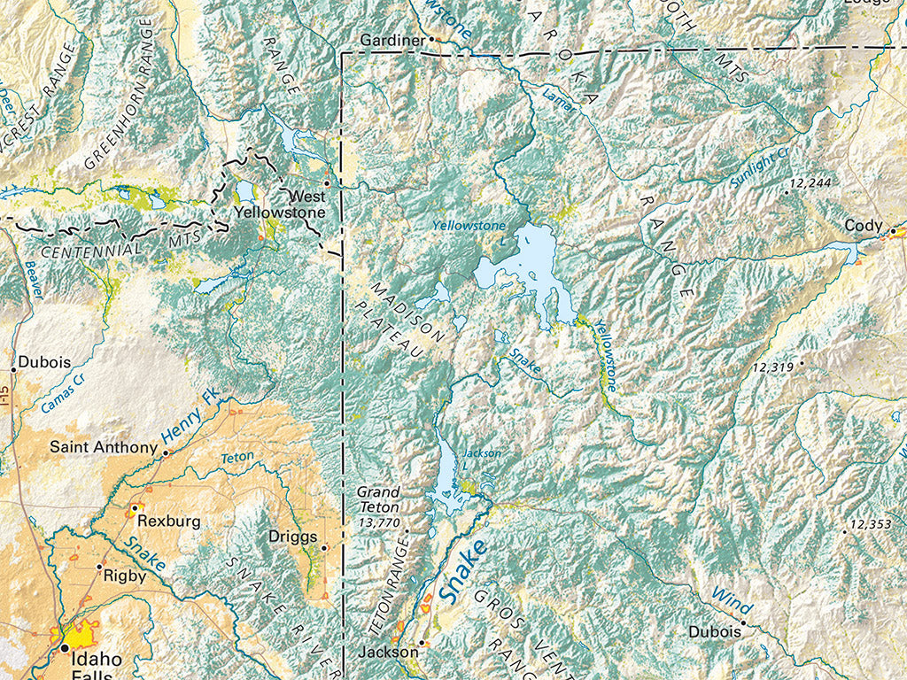 Land Cover of the Northern Rockies Fine Art Print Map