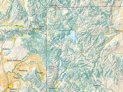 Land Cover of the Northern Rockies Fine Art Print Map
