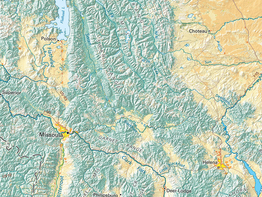 Land Cover of the Northern Rockies Fine Art Print Map