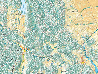 Land Cover of the Northern Rockies Fine Art Print Map