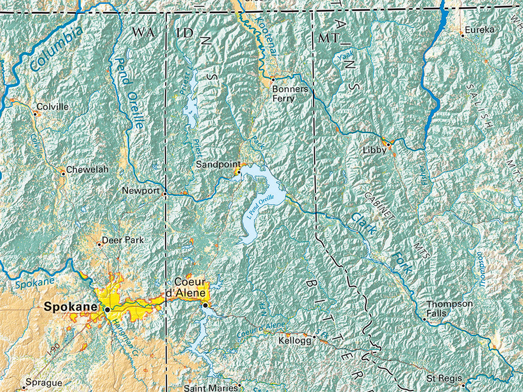 Land Cover of the Pacific Northwest Fine Art Print Map