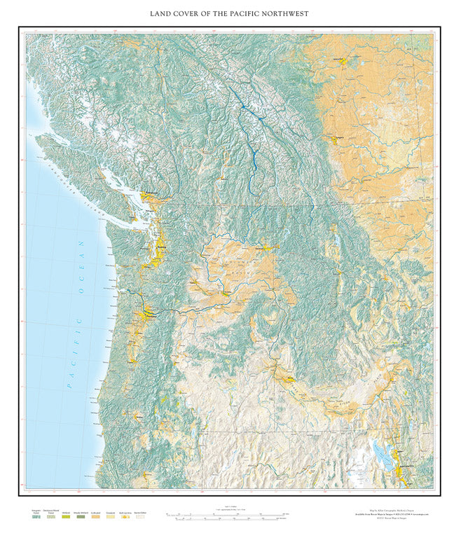 Land Cover of the Pacific Northwest Fine Art Print Map