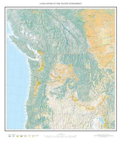 Land Cover of the Pacific Northwest Fine Art Print Map