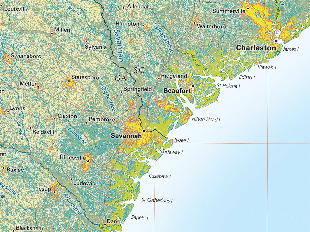 Land Cover of the South Atlantic States Fine Art Print Map