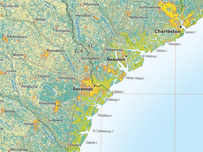Land Cover of the South Atlantic States Fine Art Print Map