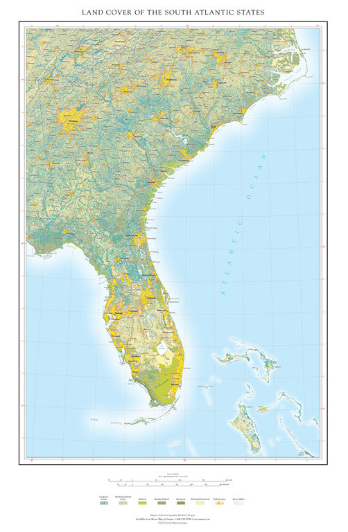 Land Cover of the South Atlantic States Fine Art Print Map