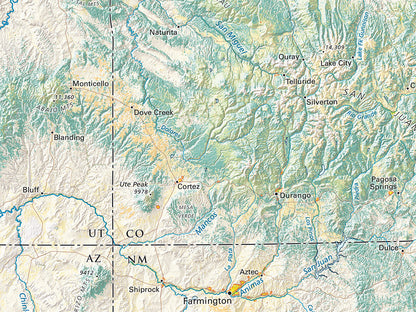 Land Cover of the Southern Rockies Fine Art Print Map