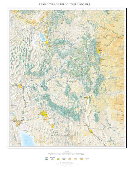 Land Cover of the Southern Rockies Fine Art Print Map