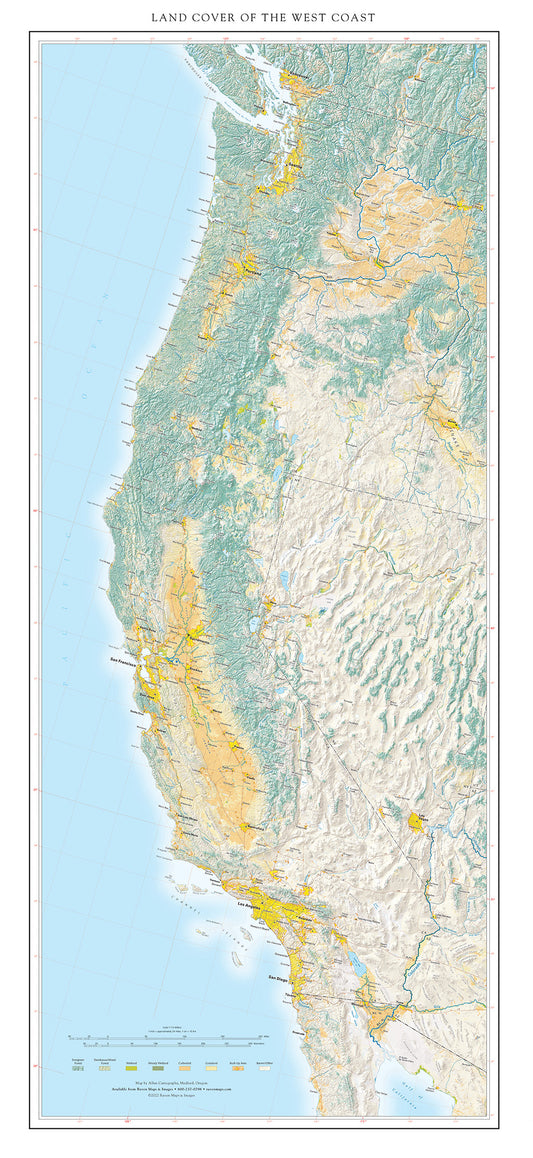 Land Cover of the West Coast Fine Art Print Map