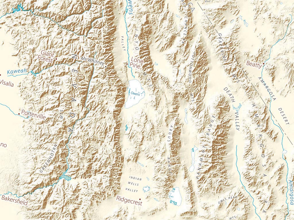 Landforms of California & the Great Basin Fine Art Print Map