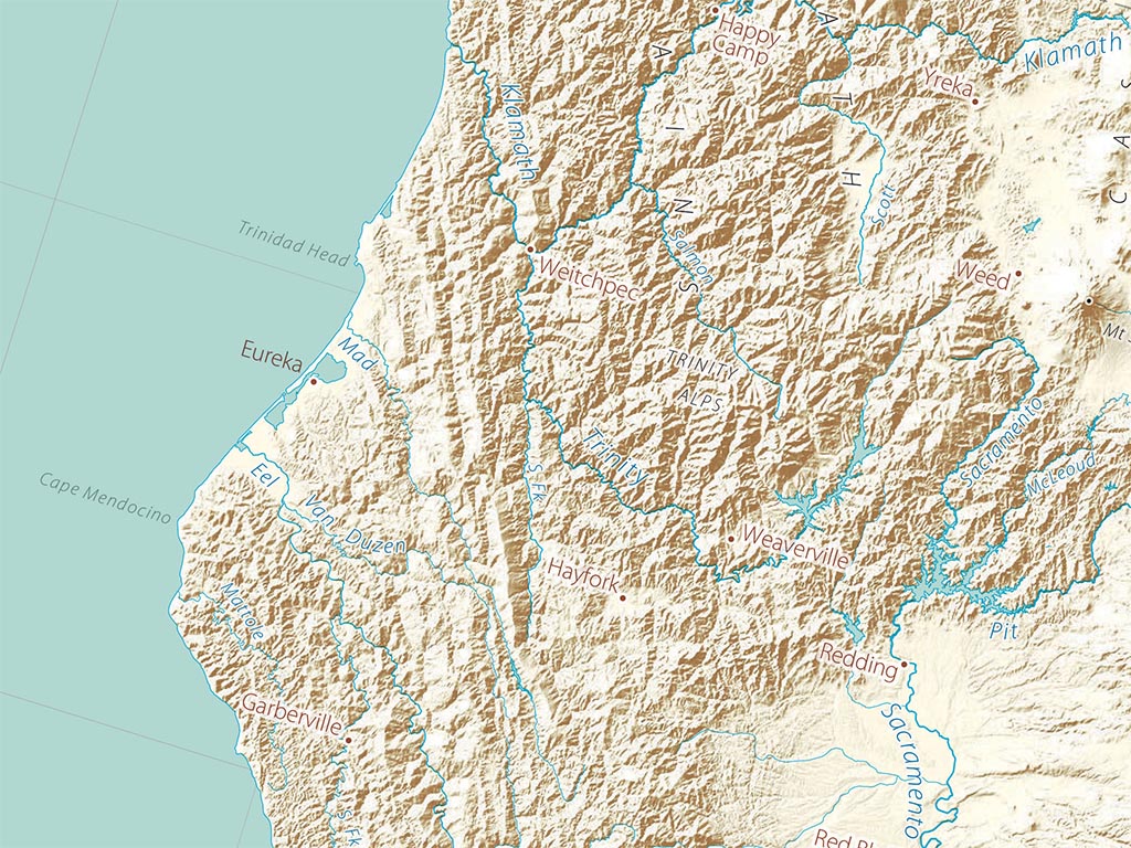 Landforms of California & the Great Basin Fine Art Print Map