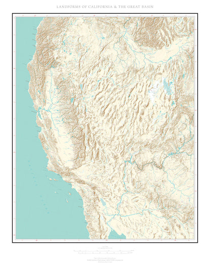 Landforms of California & the Great Basin Fine Art Print Map
