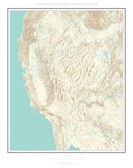 Landforms of California & the Great Basin Fine Art Print Map