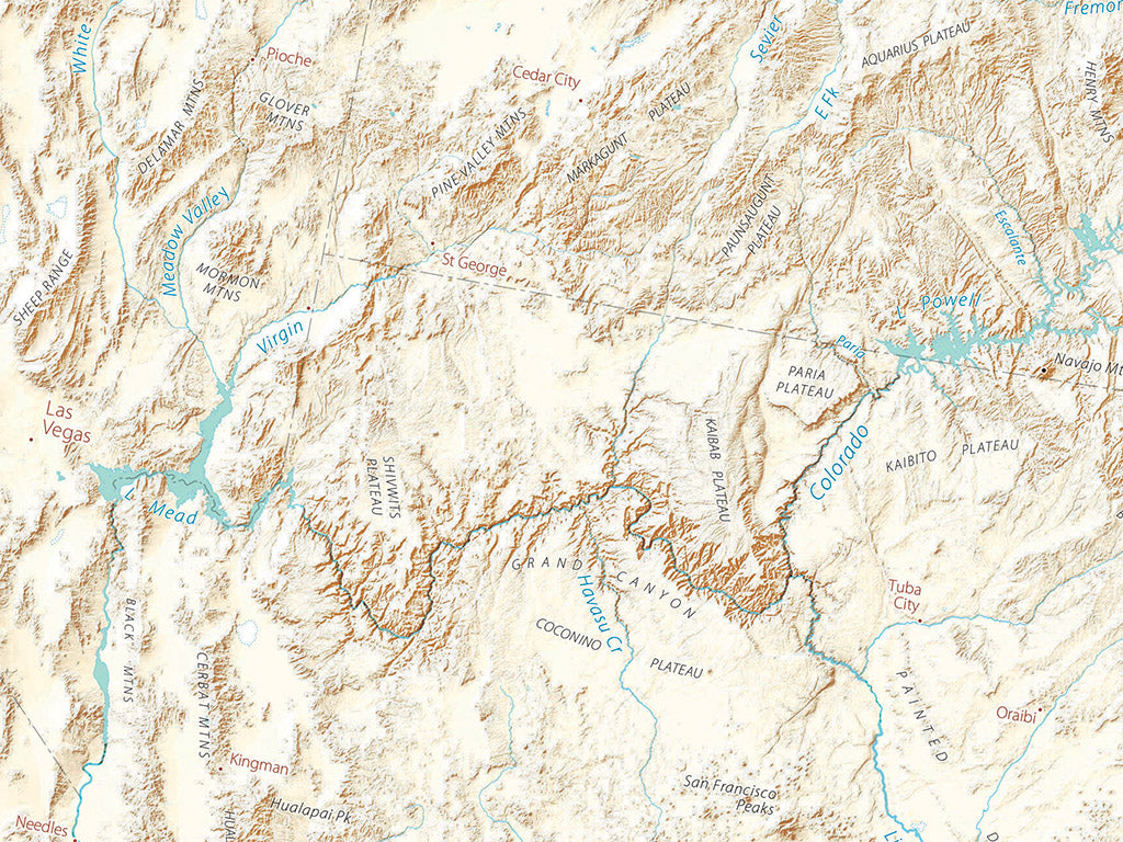 Landforms of the American West Fine Art Print Map