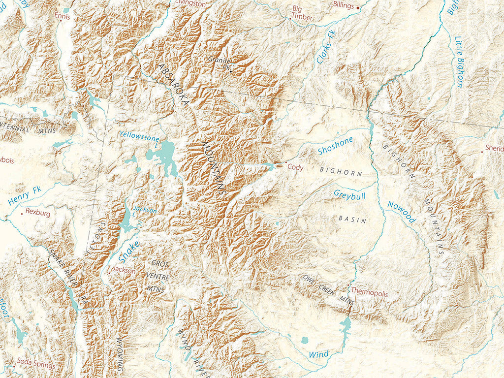 Landforms of the American West Fine Art Print Map