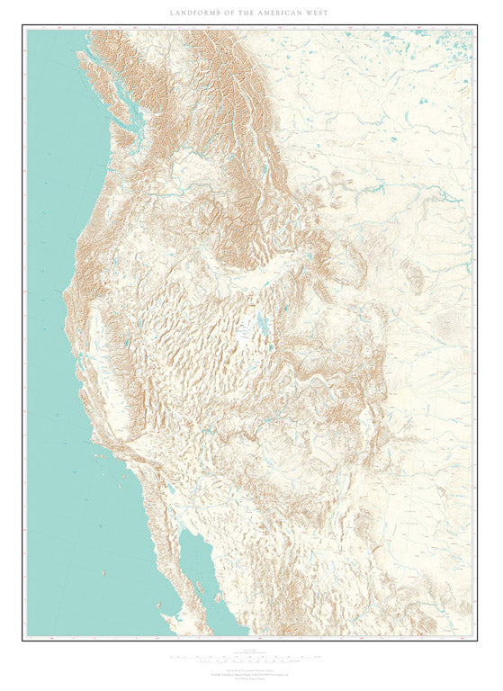 Landforms of the American West Fine Art Print Map