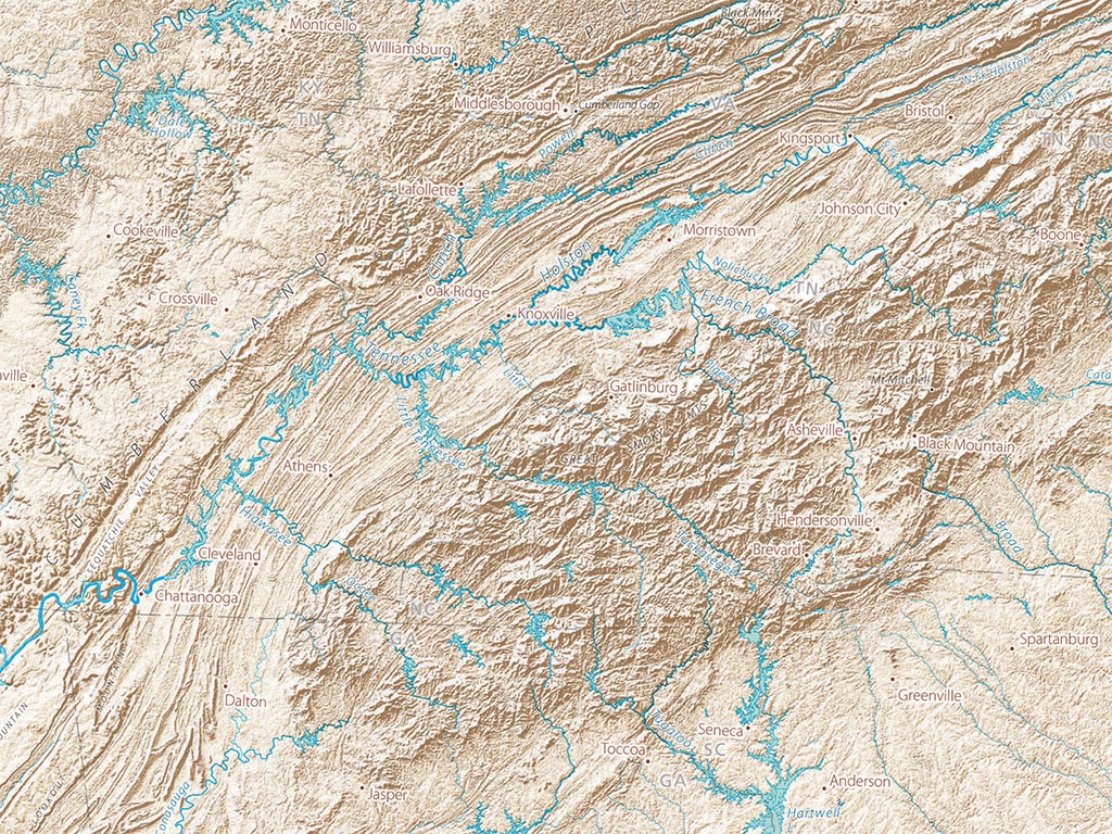 Landforms of the Appalachians and Ohio River Valley Fine Art Print Map