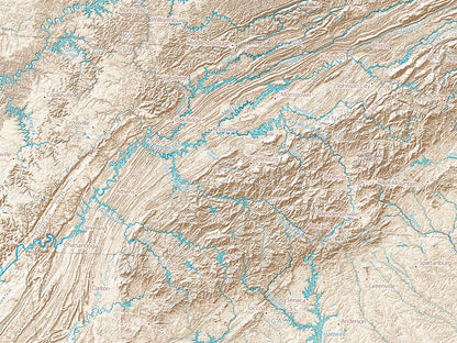 Landforms of the Appalachians and Ohio River Valley Fine Art Print Map