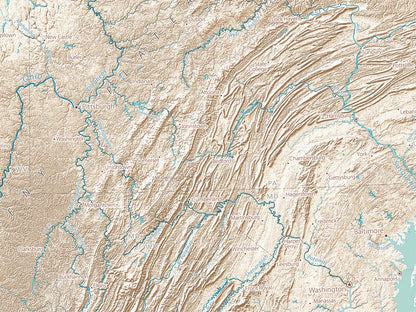 Landforms of the Appalachians and Ohio River Valley Fine Art Print Map