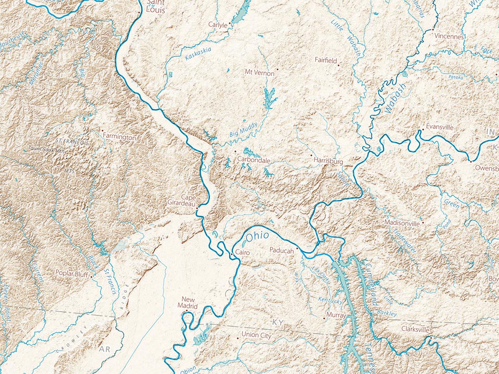 Landforms of the Appalachians and Ohio River Valley Fine Art Print Map