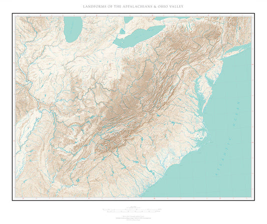 Landforms of the Appalachians and Ohio River Valley Fine Art Print Map