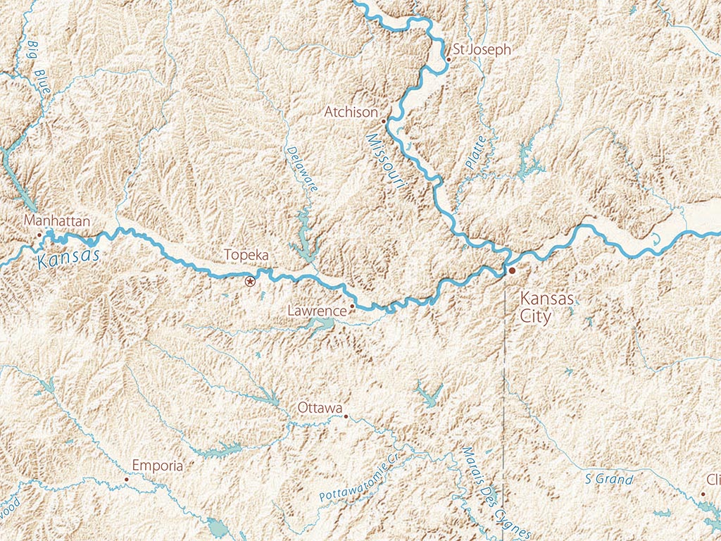 Landforms of the Central Plains Fine Art Print Map