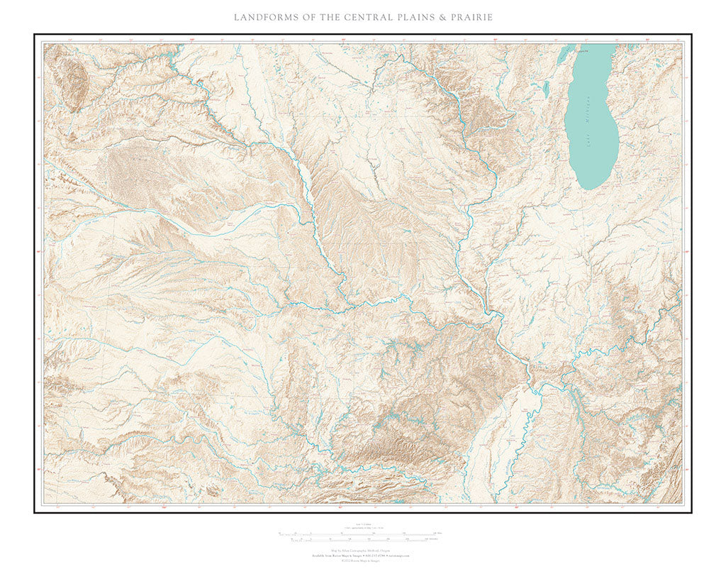 Landforms of the Central Plains Fine Art Print Map