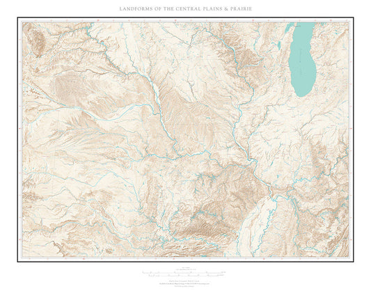 Landforms of the Central Plains Fine Art Print Map