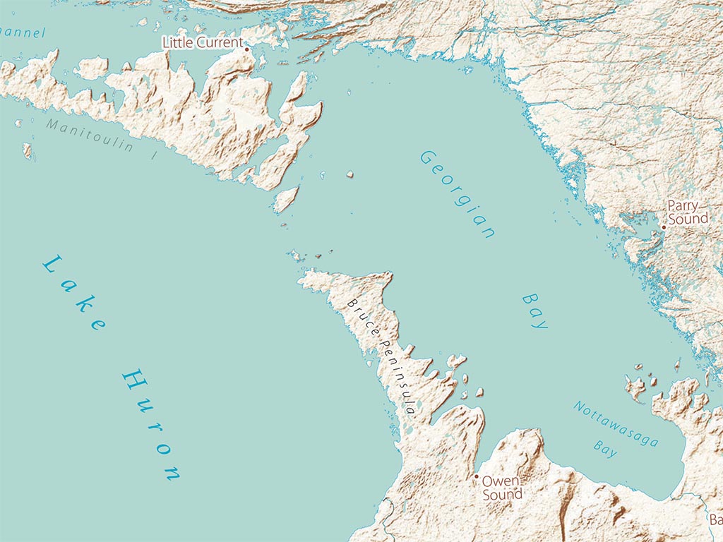 Landforms of the Great Lakes Fine Art Print Map