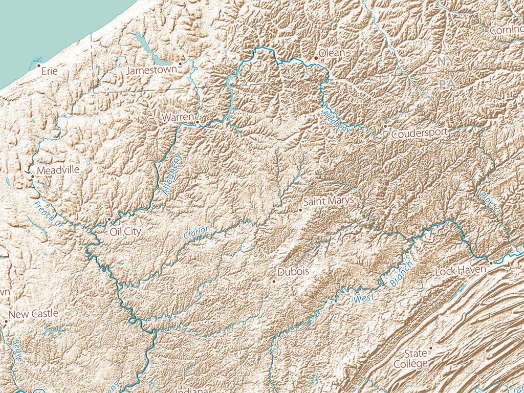 Landforms of the Great Lakes Fine Art Print Map