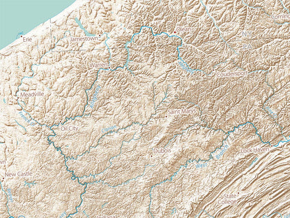 Landforms of the Great Lakes Fine Art Print Map