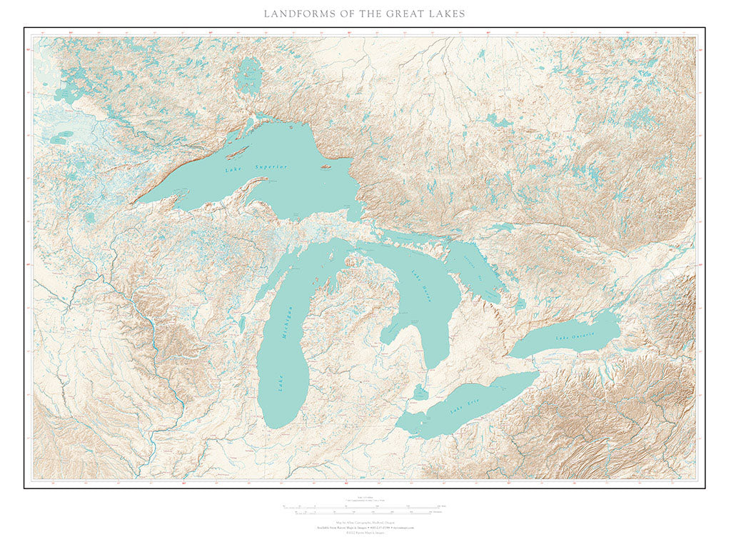 Landforms of the Great Lakes Fine Art Print Map