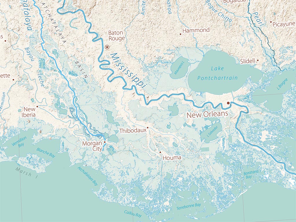 Landforms of the Gulf Coast Fine Art Print Map