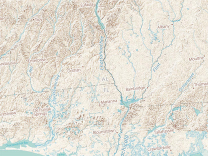 Landforms of the Gulf Coast Fine Art Print Map