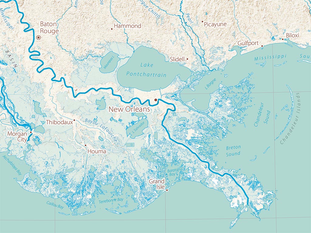 Landforms of the Lower Mississippi Valley Fine Art Print Map