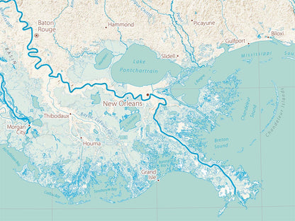 Landforms of the Lower Mississippi Valley Fine Art Print Map